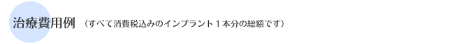 治療費用例（すべて消費税込みのインプラント1本分の総額）